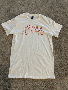Gildan White T-Shirt with Red "Team Bride" Graphic